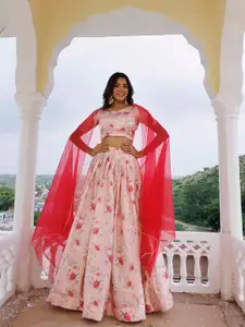 Ragavi Floral Printed Ready to Wear Lehenga & Blouse With Dupatta