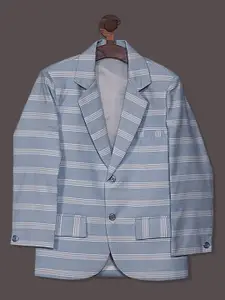 RIKIDOOS Boys Striped Cotton Single-Breasted Smart Fit Blazer