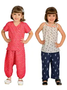 Tiny Bunnies Girls Pack of 2 Printed Pure Cotton Top with Trousers