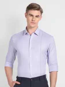 Arrow Slim Fit Textured Self Design Spread Collar Pure Cotton Formal Shirt