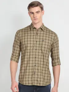 Arrow Sport Slim Fit Tartan Checked Pure Cotton Casual Shirt
