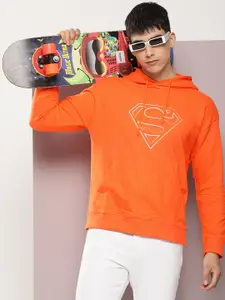 Kook N Keech Men Man Of Steel Superman Logo Print Hooded Knitted Sweatshirt