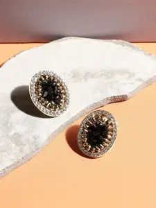 SOHI Gold-Plated Contemporary Studs Earrings