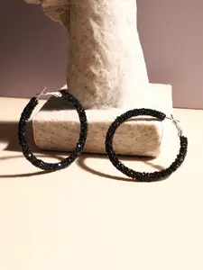 SOHI Silver-Plated Contemporary Hoop Earrings