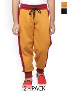 BAESD Boys Pack Of 2 Colourblocked Fleece Mid-Rise Joggers