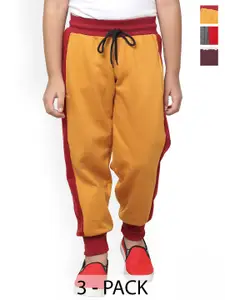 BAESD Boys Pack Of 3 Colourblocked Fleece Mid-Rise Joggers