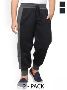 BAESD Boys Pack Of 2 Colourblocked Fleece Mid-Rise Joggers