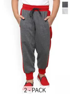 BAESD Boys Pack Of 2 Colourblocked Fleece Mid-Rise Joggers