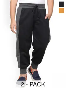 BAESD Boys Pack Of 2 Colourblocked Fleece Mid-Rise Joggers