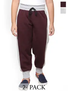 BAESD Boys Pack Of 2 Colourblocked Fleece Mid-Rise Joggers