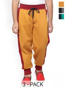 BAESD Boys Pack Of 3 Colourblocked Fleece Mid-Rise Joggers