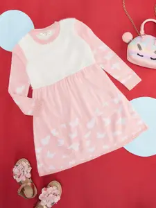 Pantaloons Junior Girls Open Knit Self Design Longline Pullover