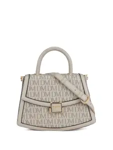Da Milano Typography Printed Leather Oversized Structured Satchel