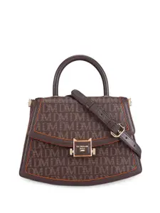 Da Milano Typography Printed Leather Structured Satchel