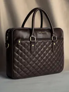 Gauge Machine 16" Brown Quilted Laptop Bag