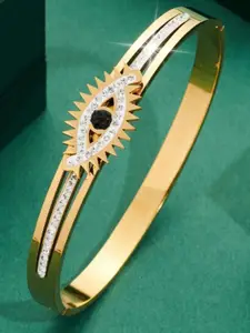 VIEN Gold-Plated Cubic Zirconia Studded Bangle-Style Bracelet
