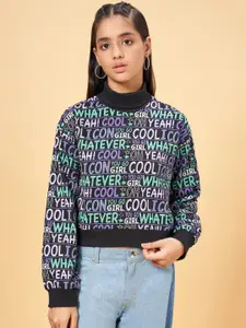 Coolsters by Pantaloons Girls Typography Printed High Neck Cotton Pullover