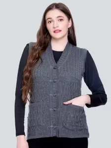 TYSORT Cable Knit Self Design Woolen Cardigan Sweater