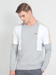 Arrow Sport Colourblocked Round Neck Pullover Sweatshirt