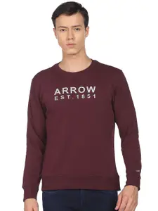 Arrow Sport Typography Printed Crew Neck Pullover Sweatshirt