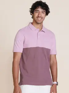 Gloot Colourblocked Polo Collar Cotton T-Shirt