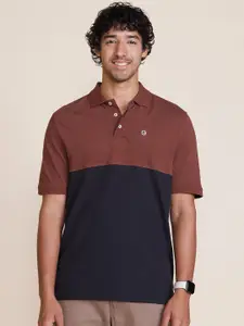 Gloot Colourblocked Polo Collar Cotton T-Shirt