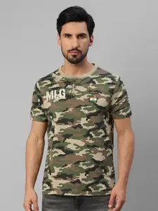 Royal Enfield Camouflage Printed Regular Fit Pure Cotton Casual T-shirt