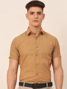 JAINISH Classic Grid Tattersall Checked Pure Cotton Formal Shirt