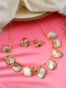 Sanjog Gold-Plated Stone Studded Enamel Necklace & Earrings