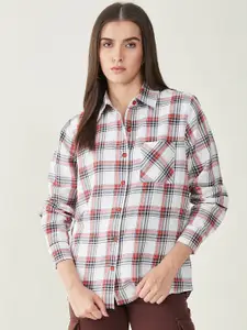 Bitterlime Comfort Tartan Checks Twill Oversized Casual Shirt
