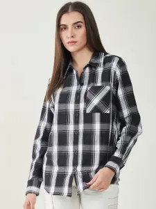Bitterlime Comfort Oversized Tartan Checks Checked Cotton Casual Shirt