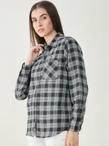 Bitterlime Tartan Checked Comfort Oversized Twill Casual Shirt