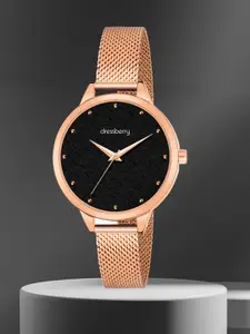 DressBerry Women Textured Dial & Stainless Steel Straps Analogue Watch HOBDB-161-RG