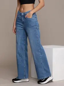The Roadster Life Co. Women Wide Leg Light Fade Stretchable Jeans