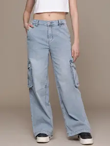The Roadster Lifestyle Co. Women Wide Leg Stretchable Baggy Cargo Jeans