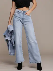 The Roadster Life Co. Women Wide Leg Heavy Fade Stretchable Jeans