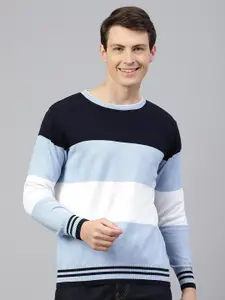 Richlook Colourblocked Crew Neck Long Sleeves Pullover Sweater