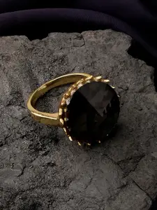 XPNSV Gold Plated Anti-Tarnish Quartz Stone Studded Finger Ring