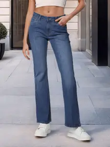 Flying Machine Women Bootcut Mid-Rise Clean Look Light Fade Stretchable Jeans