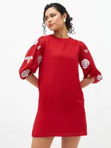 SASSAFRAS Red Georgette A-Line Dress