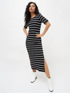 SASSAFRAS Black Striped Maxi Dress