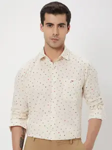 Mufti Micro Ditsy Printed Classic Slim Fit Pure Cotton Casual Shirt