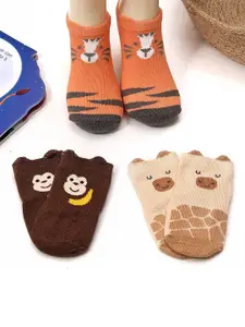 Yellow Bee Infants Boys Pack Of 3 Patterned Anti Skid Cotton Ankle length Socks