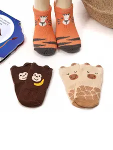Yellow Bee Boys Pack Of 3 Patterned Anti-Skid Ankle Length Socks