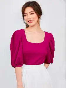 Dream Beauty Fashion Scoop Neck Puff Sleeves Top