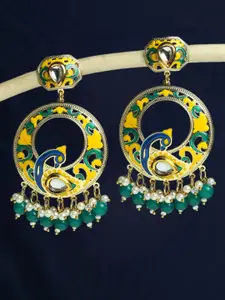 OOMPH Peacock Shaped Drop Earrings
