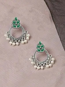 OOMPH Oxidised Floral Drop Earrings