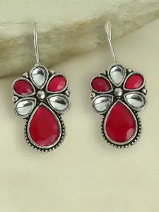 OOMPH Artificial Stones and Beads Floral Drop Earrings