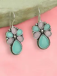 OOMPH Artificial Stones and Beads Floral Drop Earrings