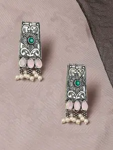 OOMPH Artificial Stones and Beads Geometric Drop Earrings